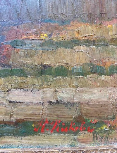 Painting (front/back) by Horace Richebé - Still life / The port of Marseille