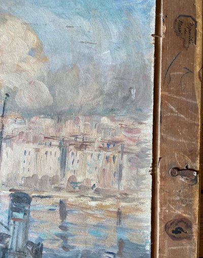 Painting (front/back) by Horace Richebé - Still life / The port of Marseille