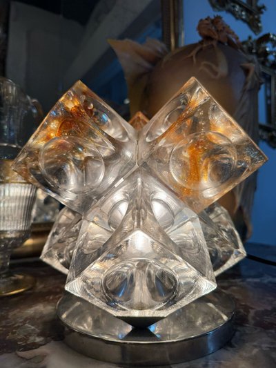LAMPADA STELLA A CUBI DI VETRO DI POLIARTE VERONA DESIGN ALBINO POLI “1970”