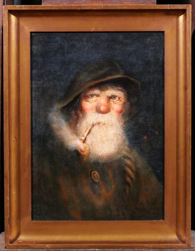 German School, early 20th century Portrait of a man, fisherman from Lofoten, Norway, 1917, signed
