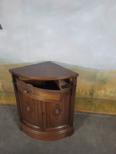 Meuble d'angle, encoignure XIX ème en chêne 