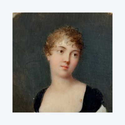 Miniature début XIXe portrait de femme exécuté à la main