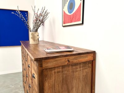 Meuble de métier vintage à 24 tiroirs en pin massif – années 50