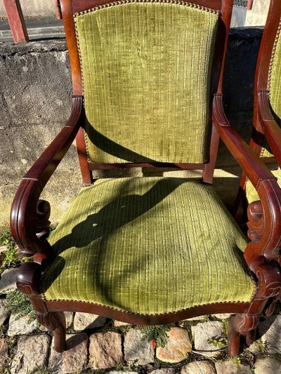 Paire De Fauteuils D’époque Charles X En Acajou 