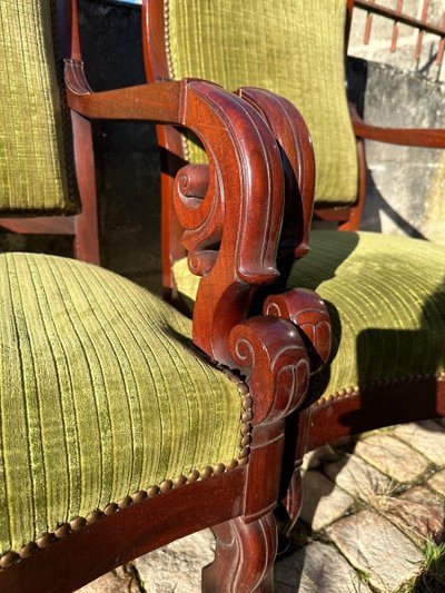 Paire De Fauteuils D’époque Charles X En Acajou 