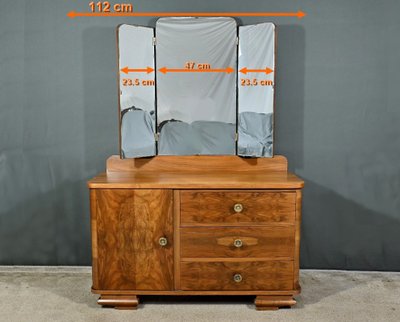 Coiffeuse en Ronce de Noyer, Art Déco - 1930