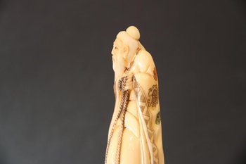 Chinesisches Okimono Elfenbein Figur Zhang Guolao 19. Jahrhundert