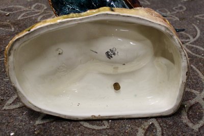 COQ en faience polychrome émaillée par Louis Robert Carrier Belleuse 55 cm de haut