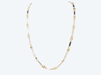 Collana con chicchi di caffè in oro giallo e bianco