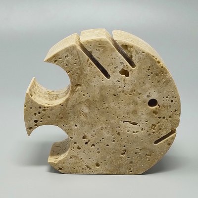 Sculpture originale de poisson en travertin des années 1970 par Enzo Mari pour F.lli Mannelli