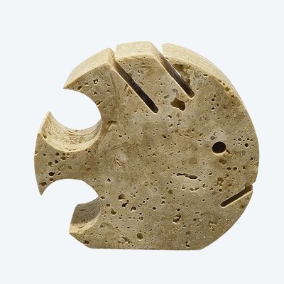 Sculpture originale de poisson en travertin des années 1970 par Enzo Mari pour F.lli Mannelli