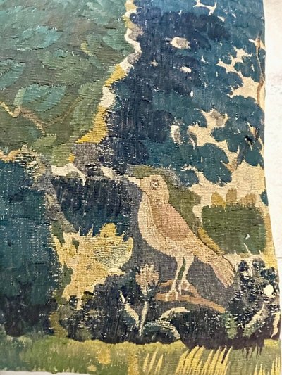 Importante Banquette Louis XIII – Bois Massif Doré, Tapisserie D’aubusson 17e Siècle