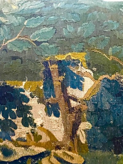 Importante Banquette Louis XIII – Bois Massif Doré, Tapisserie D’aubusson 17e Siècle