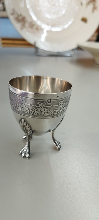 Portauovo in argento, marchio Minerva, XIX secolo