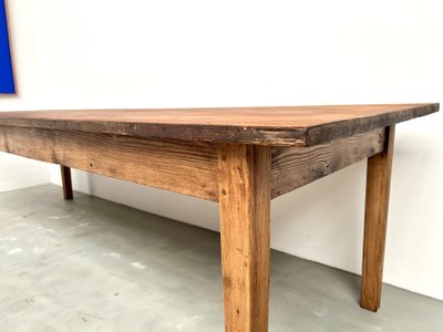 Grande table de ferme en pin, circa 1970