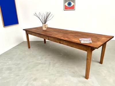 Grande table de ferme en pin, circa 1970