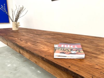 Grande table de ferme en pin, circa 1970