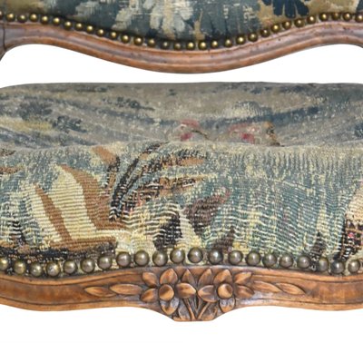 Fauteuil cabriolet d'époque Louis XV à dossier plat