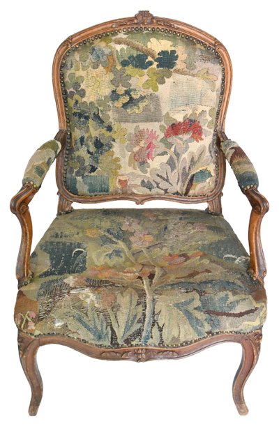 Poltrona cabriolet in stile Luigi XV con timbro MDLP di Martin Delaporte (morto nel 1756)