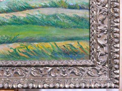 Edmond CHAMPON 1879-1963 Bretagne, Loctudy, scène de pardon, grand tableau 1911 paysage