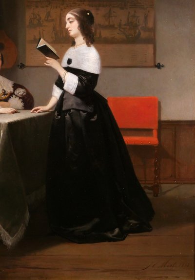 Johannes Cornelis Mertz 1819-1891 Reading the Letter, painting, 1858 Netherlands, Vermeer