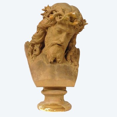 Busto scultoreo di Cristo coronato di spine J.-B. Clésinger terracotta 61 cm XIX secolo