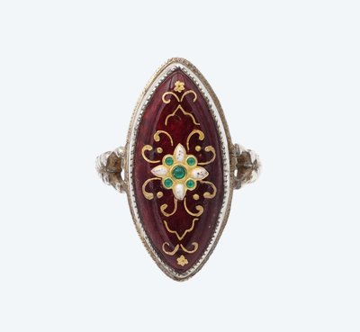 Bague marquise émail bressan en argent, Bague ancienne, bague régionale, bijou ancien régionaux