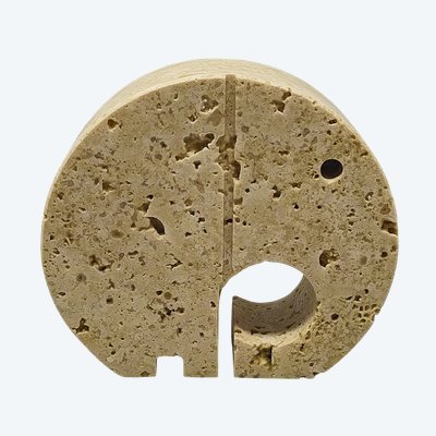 Sculpture originale d'éléphant en travertin des années 1970 par Enzo Mari pour F.lli Mannelli