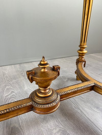 Louis XVI style oval table with marble top, 19th century