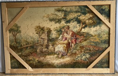 Coppia di arazzi di Aubusson raffiguranti due scene galanti Fine XIX
