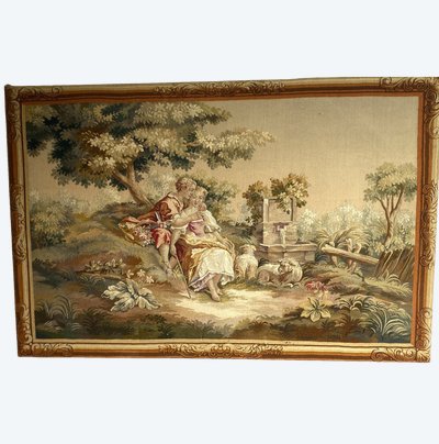 Coppia di arazzi di Aubusson raffiguranti due scene galanti Fine XIX