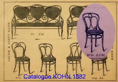 Deux chaises KOHN N°35, vers 1875 cannage neuf manuel- no Thonet