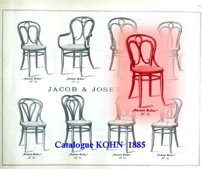 Deux chaises KOHN N°35, vers 1875 cannage neuf manuel- no Thonet