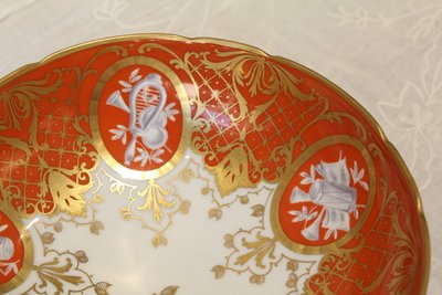 Porcelain footed bowl signed Le Tallec in Paris, Musical attributes, 20th century