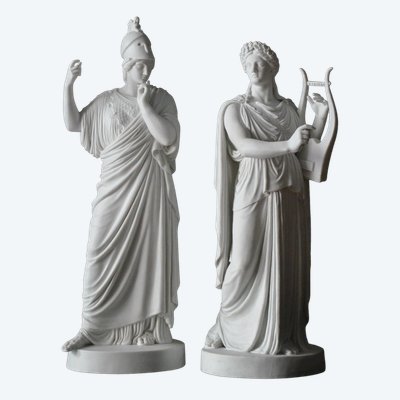 Pair of neoclassical biscuit statuettes