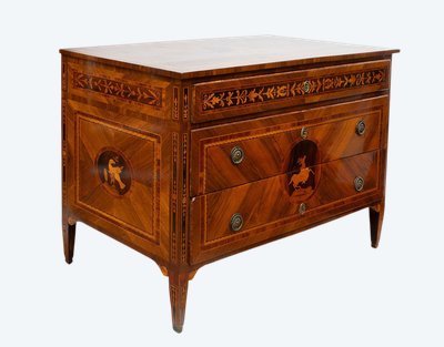 Commode ancienne Lombarde (Italie) Louis XVI,  18siècle.