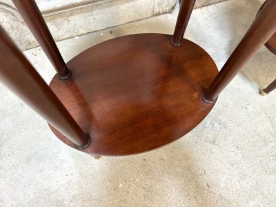 Pair of Louis XVI style mahogany bedside tables circa 1960