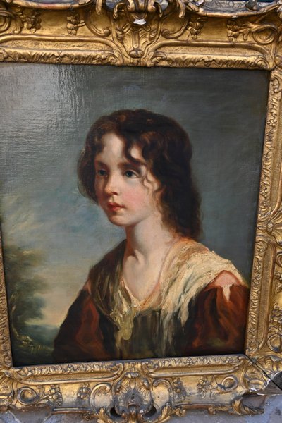 portrait de l école anglaise du XVIII dans cadre d époque