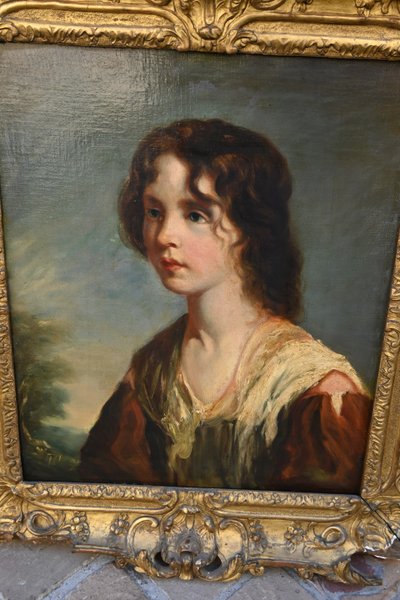 portrait de l école anglaise du XVIII dans cadre d époque