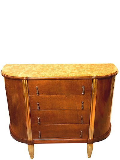 Commode Art Déco cintrée bois doré et loupe