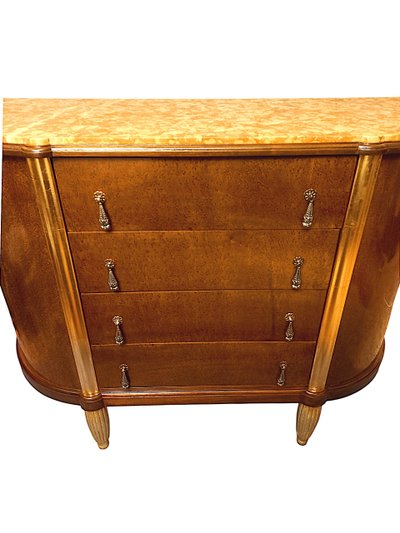 Commode Art Déco cintrée bois doré et loupe