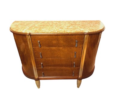 Commode Art Déco cintrée bois doré et loupe