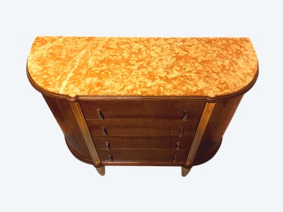 Commode Art Déco cintrée bois doré et loupe