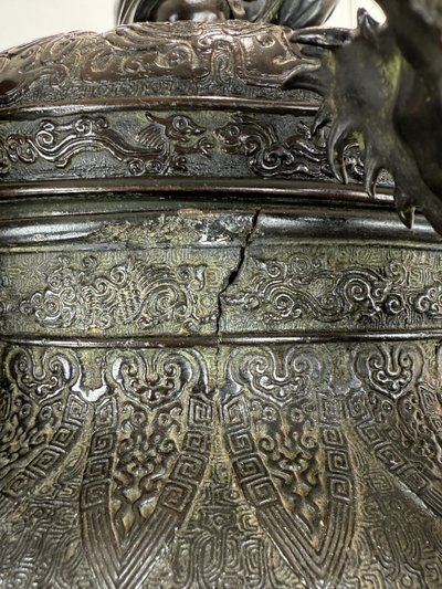 LARGE 90 CM VASE IN PAINTED SCULPTTED BRONZE MEÏJI PERIOD JAPAN 19th ( 1890 )