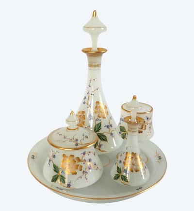Baccarat - gilded and enameled opaline night service, Napoleon III period, circa 1860