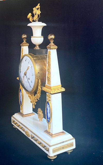 Marble and gild bronze portico clock circa 1780