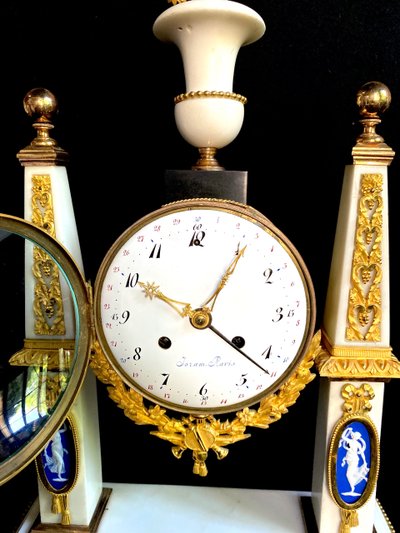 Marble and gild bronze portico clock circa 1780