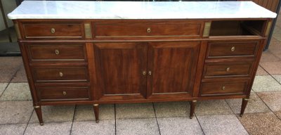 A Louis XVI-style enfilade sideboard in varnished mahogany