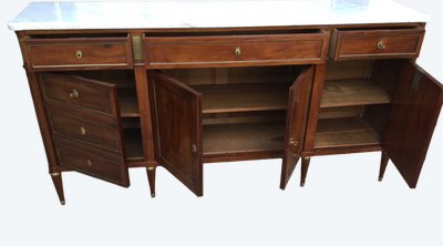 A Louis XVI-style enfilade sideboard in varnished mahogany