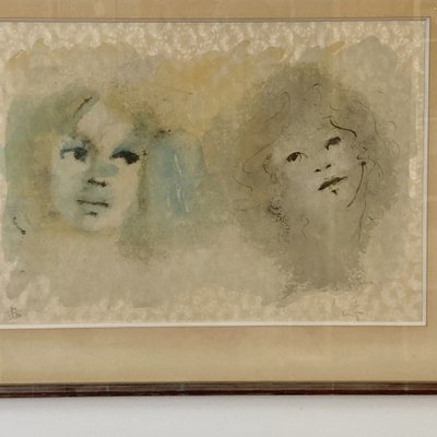 Leonor FINI zwei Kindergesichter Lithografie